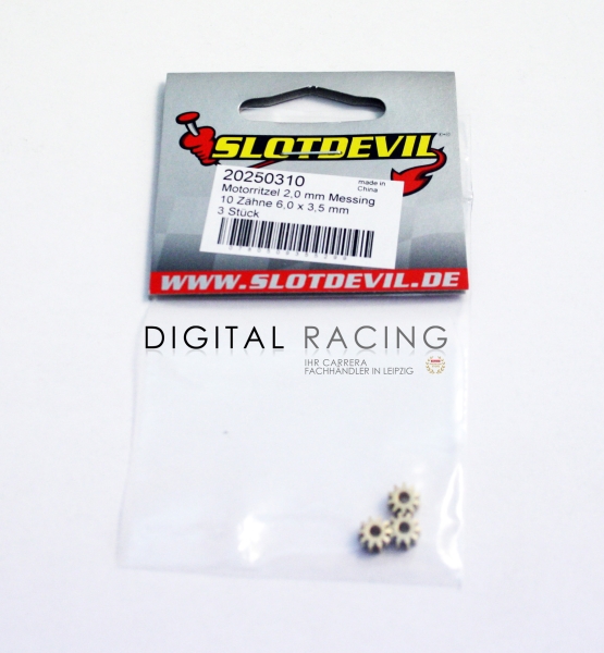 Slotdevil Messing Motorritzel 10 Zähne M50 für 2 mm (3 Stück)