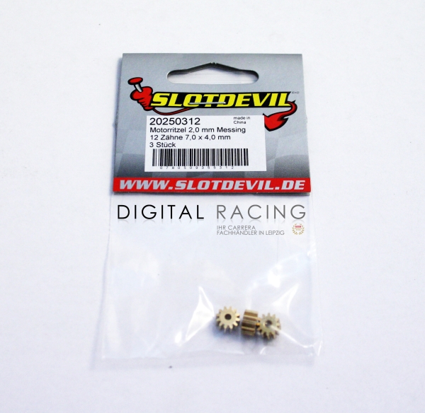 Slotdevil Messing Motorritzel 12 Zähne M50 für 2 mm (3 Stück)